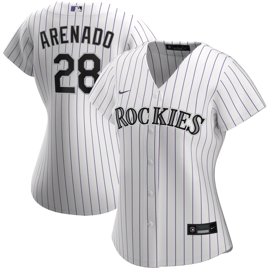 Colorado Rockies #28 Nolan Arenado Nike Women Home 2020 MLB Player Jersey White